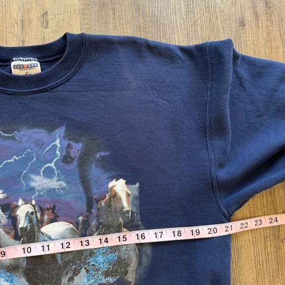 VTG Jerzees Wild Horses Country Western Crewneck Sweatshirt Blue Medium - Picture 4 of 9